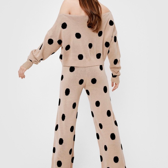 Nasty Gal - Polka Dot Wide Leg Loungewear Set - Picture 1 of 7